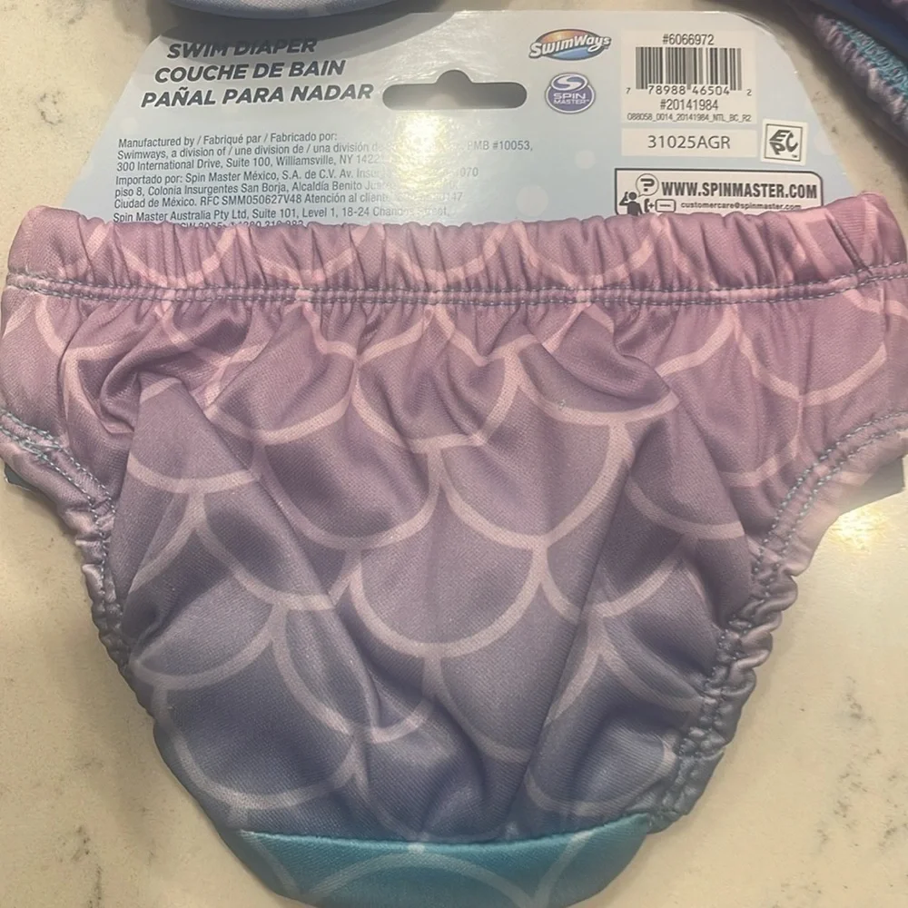 Girls mermaid Reusable Swim Diapers Lot of 3